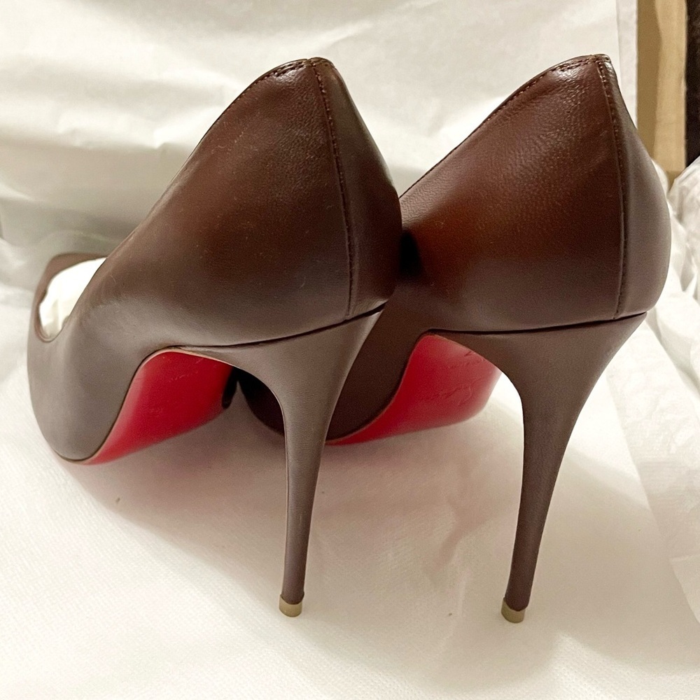 Christian Louboutin Kate 100mm. Napa lux supple leather chocolate brown EU37 - Picture 8 of 12